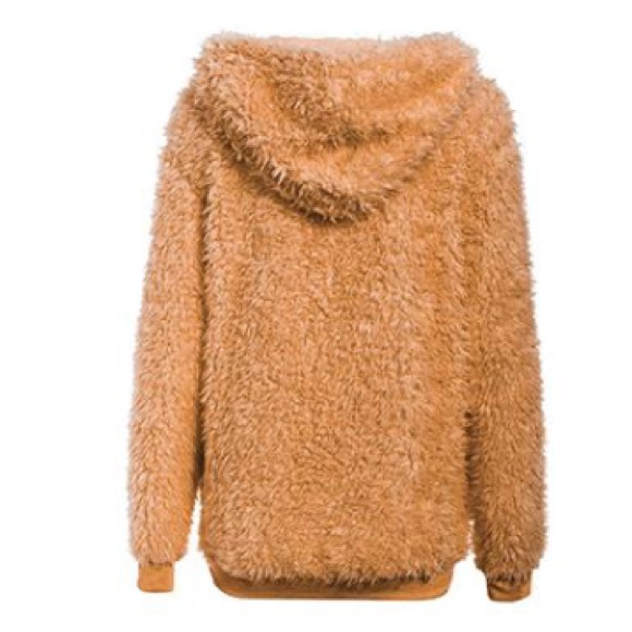 CLEARANCE Fuzzy Teddy Bear Hooded Long Sleeve Sweatshirt - Picture 3 of 3
